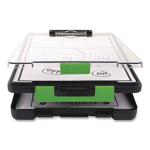 Dexas ClearView Clipcase Storage Clipboard, 0.35" Clip Capacity, Holds 8.87 x 12.25 Sheets, Gray/Green (5717802)