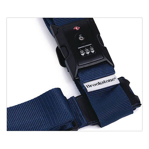 Brookstone Cross Luggage Strap and TSA Combination Lock, Blue (BSLS0001)