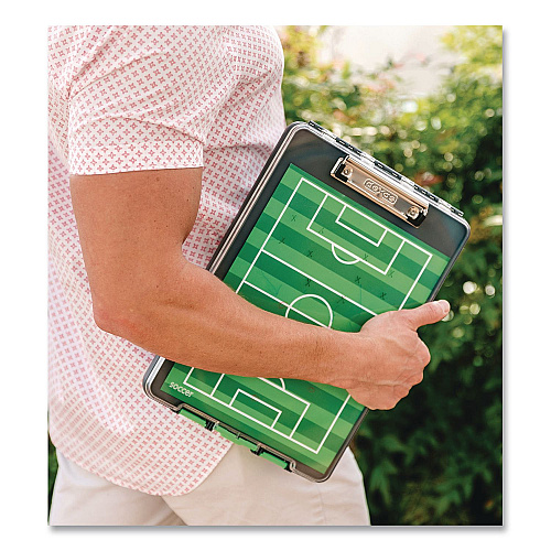 Dexas ClearView Clipcase Storage Clipboard, 0.35" Clip Capacity, Holds 8.87 x 12.25 Sheets, Gray/Green (5717802)