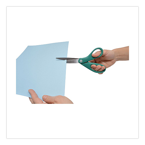 Westcott KleenEarth Rice Husk Scissors, Pointed Tip, 8" Long, Straight Blue/Green Handle, 2/Pack (14882036)