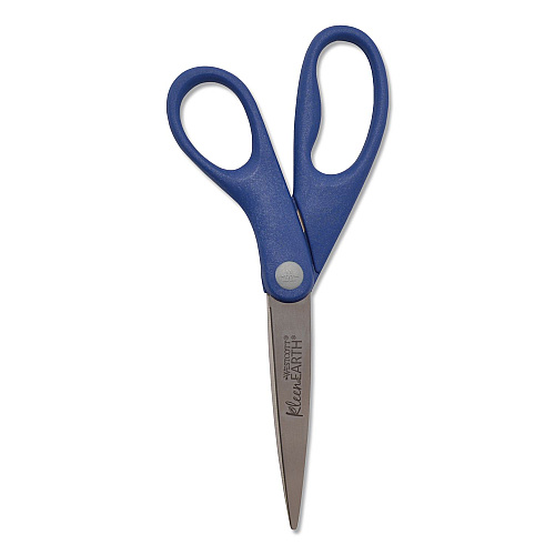 Westcott KleenEarth Rice Husk Scissors, Pointed Tip, 8" Long, Straight Blue/Green Handle, 2/Pack (14882036)