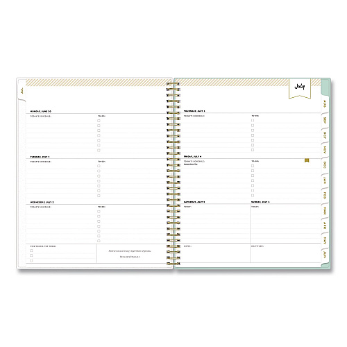 Blue Sky Day Designer Secret Garden Mint Academic Weekly/Monthly Twin-Wire Notes Planner, 11 x 8.5, 12-Month: July 2025 to June 2026 (137896A26)