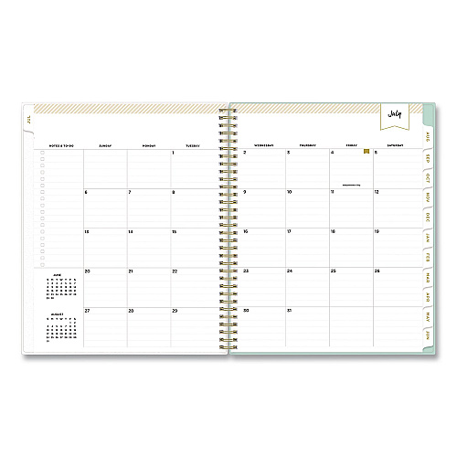 Blue Sky Day Designer Secret Garden Mint Academic Weekly/Monthly Twin-Wire Notes Planner, 11 x 8.5, 12-Month: July 2025 to June 2026 (137896A26)