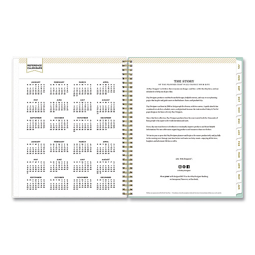 Blue Sky Day Designer Secret Garden Mint Academic Weekly/Monthly Twin-Wire Notes Planner, 11 x 8.5, 12-Month: July 2025 to June 2026 (137896A26)