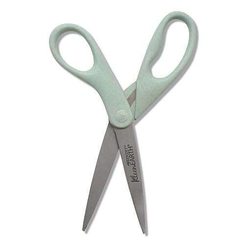 Westcott KleenEarth Rice Husk Scissors, Pointed Tip, 8" Long, Straight Sage Blue Handle (17350)