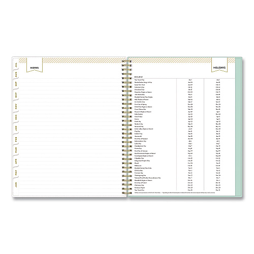 Blue Sky Day Designer Secret Garden Mint Academic Weekly/Monthly Twin-Wire Notes Planner, 11 x 8.5, 12-Month: July 2025 to June 2026 (137896A26)