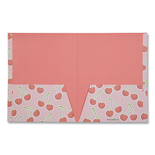 DesignWorks Ink Fruit Themed Laminated Two-Pocket Folder, Randomly Assorted Designs, 3-Hole Punched, 11 x 8.5, Randomly Assorted Colors (TPFA114ST)