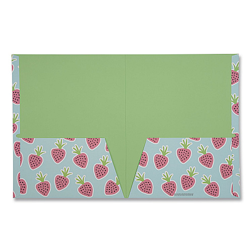 DesignWorks Ink Fruit Themed Laminated Two-Pocket Folder, Randomly Assorted Designs, 3-Hole Punched, 11 x 8.5, Randomly Assorted Colors (TPFA114ST)