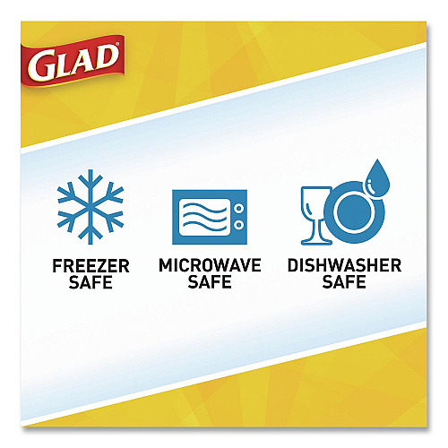 Glad Soup and Salad Containers, Medium Rectangle, 24 oz, 6.49 x 4.86 x 2.98, Clear/Bue, Plastic, 5/Pack (60796PK)