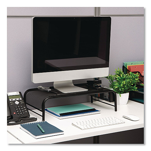 Mind Reader Metal Mesh Monitor Stand, For Up to 24" Monitors, 19" x 10.5" x 5.5", Black, Supports 22 lb (MESHMBLK)