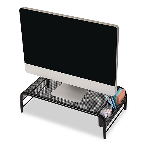 Mind Reader Metal Mesh Monitor Stand, For Up to 24" Monitors, 19" x 10.5" x 5.5", Black, Supports 22 lb (MESHMBLK)