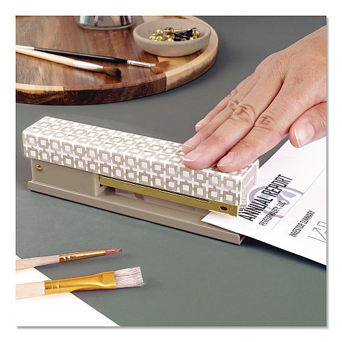 Swingline Leah Bisch Tan-Tile Full Strip Stapler, 20-Sheet Capacity, Tan/Gold/White (S700035)