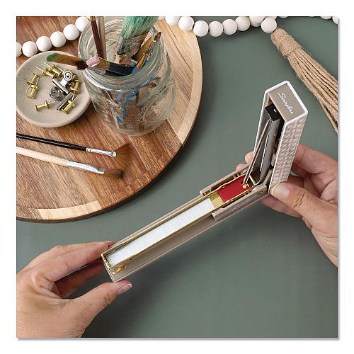 Swingline Leah Bisch Tan-Tile Full Strip Stapler, 20-Sheet Capacity, Tan/Gold/White (S700035)