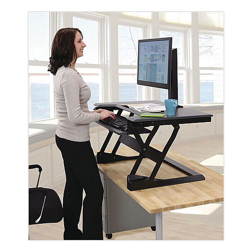 Ergotron WorkFit-T Adjustable Standing Desk Converter, 35" x 23.3" x 5" to 20", Gray/Black (33397085)