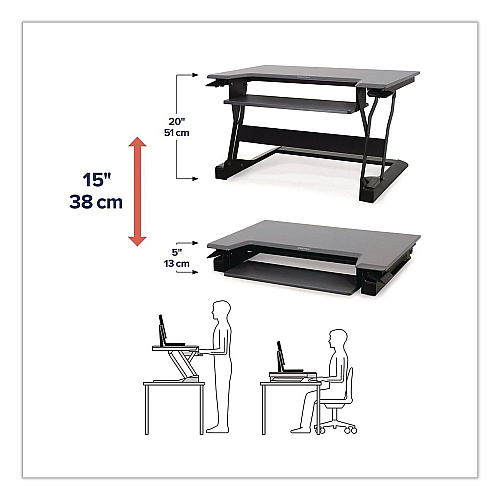 Ergotron WorkFit-T Adjustable Standing Desk Converter, 35" x 23.3" x 5" to 20", Gray/Black (33397085)