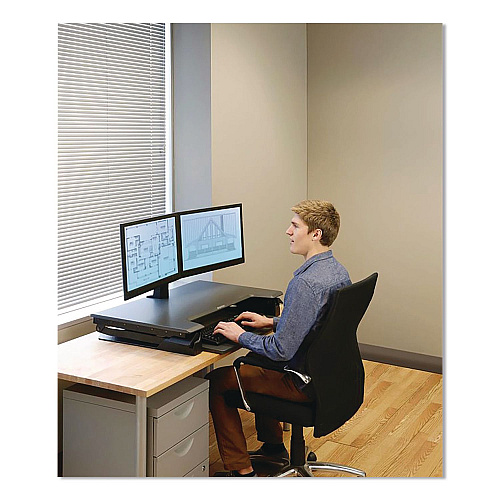 Ergotron WorkFit-TL Adjustable Standing Desk Converter, 37.5" x 27" x 5" to 20", Dark Gray/Black (33406085)