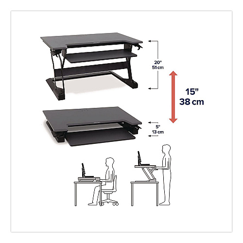 Ergotron WorkFit-TL Adjustable Standing Desk Converter, 37.5" x 27" x 5" to 20", Dark Gray/Black (33406085)