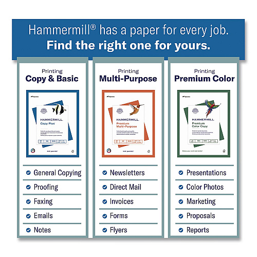Hammermill Premium Color Copy Cover, 100 Bright, 80 lb Cover Weight, 8.5 x 11, Photo White, 250 Sheets/Ream, 8 Reams/Carton (120023CT)