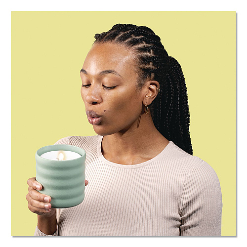 Lifelines Aromatherapy Essential Oil Flameless Candle Diffuser with Citrus Grove Essential Oil, 5.5 x 5.5 x 5.5, Sage Green (111619)