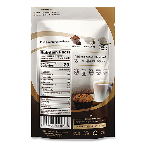 Javamelts Flavored Sugar, Caramel, 1.5 lb Bag (JMT55383)