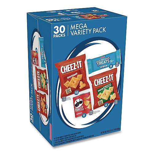 Mega Variety Pack, Cheez-Its, Pringles, Rice Krispies, Individually Wrapped, 30/Box (KEE00149)