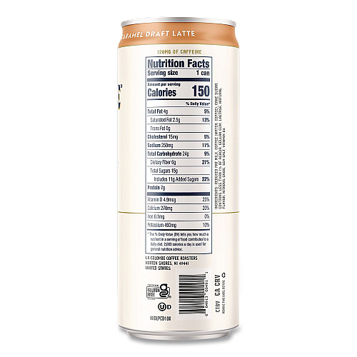 La Colombe Draft Latte Cold Brew, Caramel Latte, 11 oz Can, 12/Carton (LCT00499)