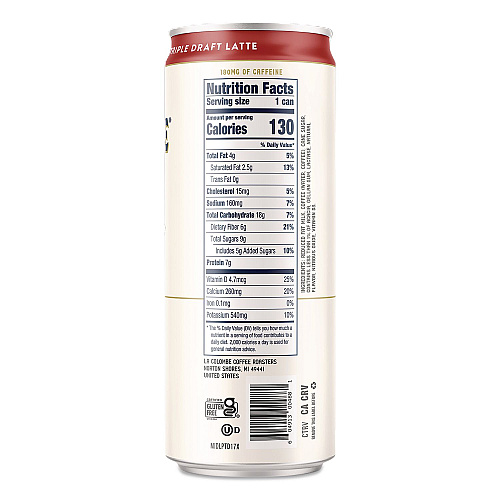 La Colombe Draft Latte Cold Brew, Triple Shot Espresso Latte, 11 oz Can, 12/Carton (LCT00501)