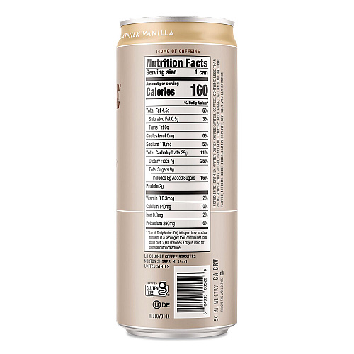 La Colombe Draft Latte Cold Brew, Vanilla Latte with Oat Milk, 11 oz Can, 12/Carton (LCT00521)