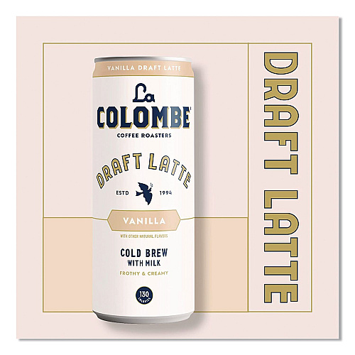 La Colombe Draft Latte Cold Brew, Vanilla Latte, 11 oz Can, 12/Carton (LCT30502)
