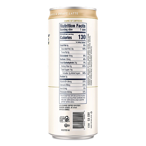 La Colombe Draft Latte Cold Brew, Vanilla Latte, 11 oz Can, 12/Carton (LCT30502)
