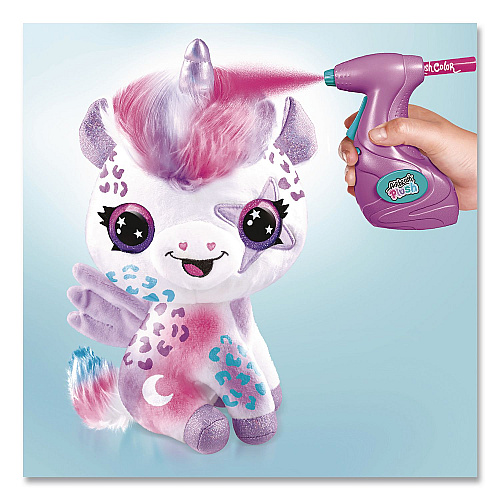 Style 4 Ever Airbrush Plush Glow-in-the-Dark Unicorn with Airbrush Tool, (3) Washable Ink Tubes and (60) Stick-On Stencils, Ages 6 and Up (2283308)