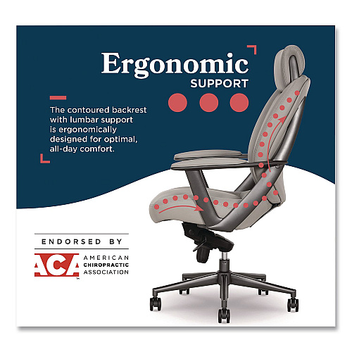 La-Z-Boy Vannes Ergonomic Executive Chair, Supports Up to 275 lb, 20.5" to 23.5" Seat Height, Light Gray Seat and Back, Dark Gray Base (60101GRY)