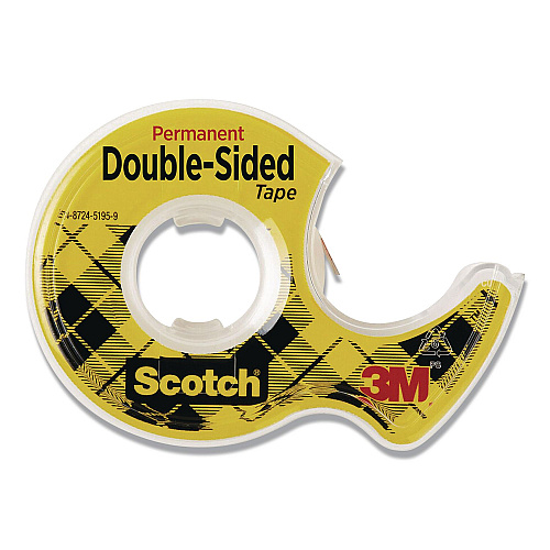 Scotch Double-Sided Permanent Tape in Handheld Dispenser, 1" Core, 0.5" x 37.5 ft, Clear, 72/Carton (137CT)