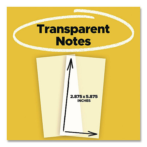 Post-it Transparent Notes, 2.88" x 5.88", Clear, 36 Sheets/Pad (636TRSPT)
