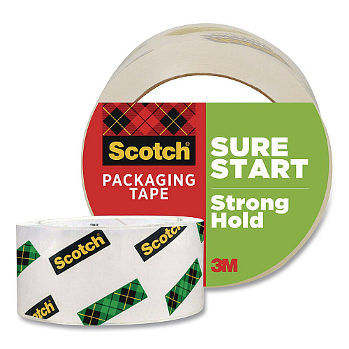 Scotch Sure Start Packaging Tape, 3" Core, 1.88" x 54.6 yds, Clear (3450)