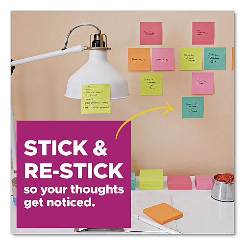 Post-it Note Pads in Summer Joy Collection Colors, 1.88" x 1.88", Assorted Colors, 90 Sheets/Pad, 18 Pads/Pack (62218SSJOYCP)