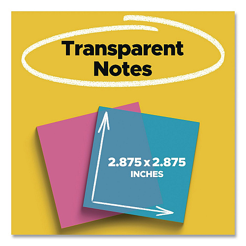 Post-it Transparent Notes, 2.88" x 2.88", Assorted Colors, 36 Sheets/Pad, 2 Pads/Pack (6002COL)
