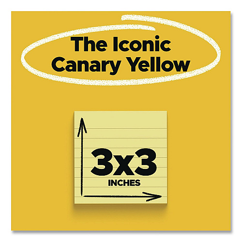Post-it Original Pads in Canary Yellow, Note Ruled, 3" x 3", 100 Sheets/Pad, 12 Pads/Pack (63012PK)