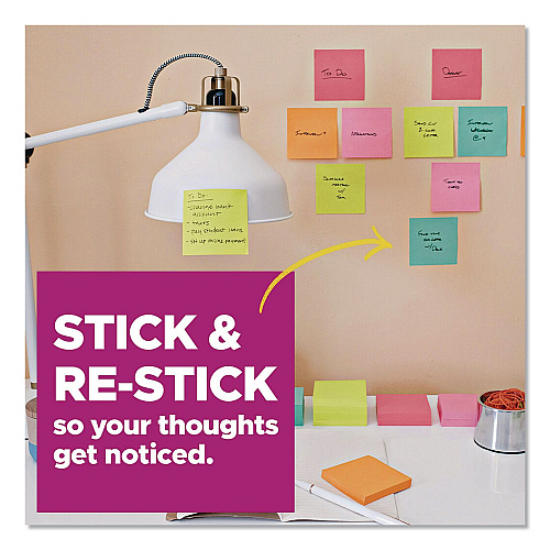 Post-it Pads in Assorted Collection Colors, Teacher's Pack, 3" x 3", Assorted Colors, 45 Sheets/Pad, 15 Pads/Pack (65415SSBTSSR)