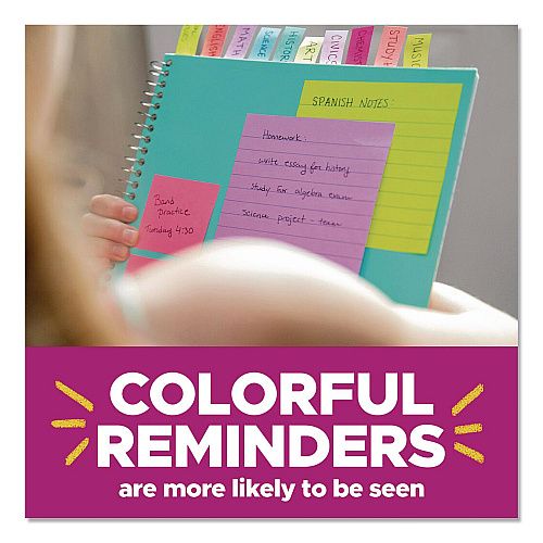 Post-it Pads in Assorted Collection Colors, Teacher's Pack, 3" x 3", Assorted Colors, 45 Sheets/Pad, 15 Pads/Pack (65415SSBTSSR)