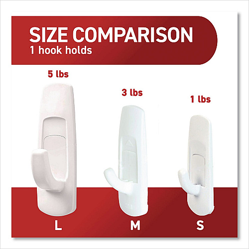 Command Large Utility Hooks, Plastic, White, Supports 5 lb, 6/Pack (170036ES)