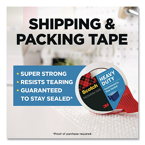 Scotch Heavy-Duty Packaging Tape with 2 Dispensers, 3"Core, 1.88" x 54.6 yds, Clear, 4 Rolls/Pack (385042RD)