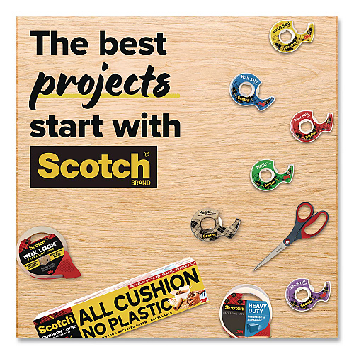 Scotch Heavy-Duty Packaging Tape with 2 Dispensers, 3"Core, 1.88" x 54.6 yds, Clear, 4 Rolls/Pack (385042RD)