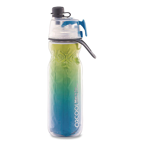 O2COOL Elite Mist 'N Sip Plastic Double-Wall Insulated Water Bottle, 20 oz, Ombre Blue (HMLDP07OMB)