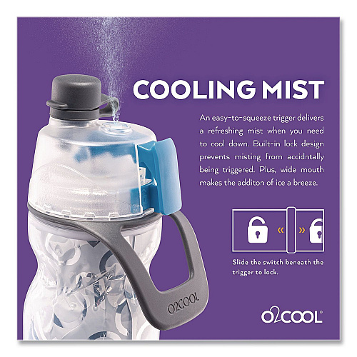 O2COOL Elite Mist 'N Sip Plastic Double-Wall Insulated Water Bottle, 20 oz, Ombre Blue (HMLDP07OMB)