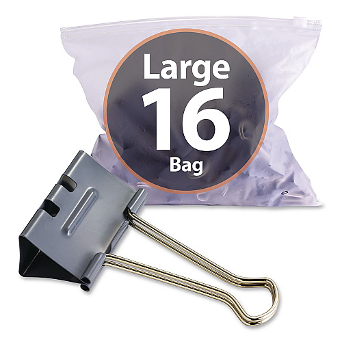 Officemate EZ Binder Clips, Large, Gray, 16/Pack (99216)