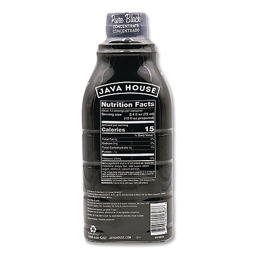 Java House Cold Brew Coffee Concentrate, Pure Black, 32 oz Bottle (HFP01607)