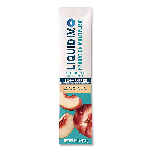 LIQUID I.V. Sugar-Free Hydration Multiplier, 0.45 oz Stick, Sugar-Free White Peach, 15/Pack (EHC28674)