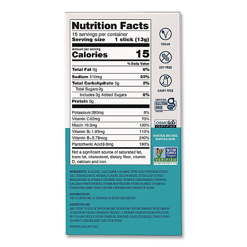 LIQUID I.V. Sugar-Free Hydration Multiplier, 0.45 oz Stick, Sugar-Free White Peach, 15/Pack (EHC28674)