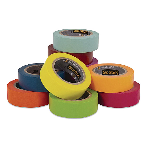 Scotch Expressions Washi Tape, 0.59" x 32.75 ft, Assorted Colors, 10 Rolls/Pack (C31710SIOC)